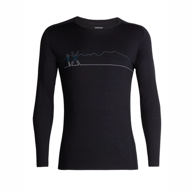 Ondershirt Icebreaker Mens 200 Oasis Deluxe Raglan LS Crewe Single Line Ski Black