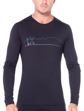 Ondershirt Icebreaker Mens 200 Oasis Deluxe Raglan LS Crewe Single Line Ski Black