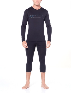 Ondershirt Icebreaker Mens 200 Oasis Deluxe Raglan LS Crewe Single Line Ski Black