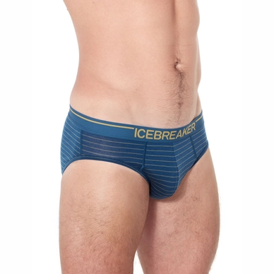 Ondergoed Icebreaker Mens Anatomica Briefs Prussian Blue Ginger Stripe