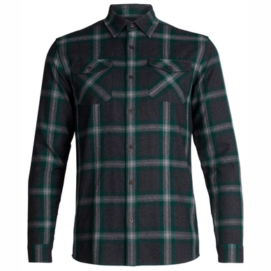 Shirt Icebreaker Mens Lodge LS Flannel Jet Heather Dk Pine Plaid