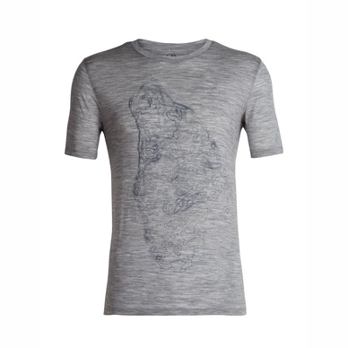T-Shirt Icebreaker Mens Tech Lite SS Crewe Contour Wolf Metro Heather