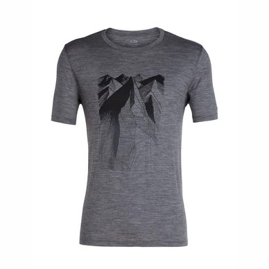 T-Shirt Icebreaker Mens Tech Lite SS Crewe Geometry of Geology Gritstone Heather