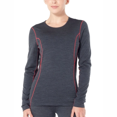 Ondershirt Icebreaker Womens 200 Oasis Deluxe LS Crewe Jet Heather Black Prism