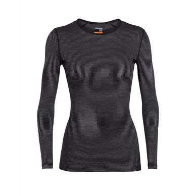 Ondershirt Icebreaker Womens 200 Oasis LS Crewe Black Snow Stripe