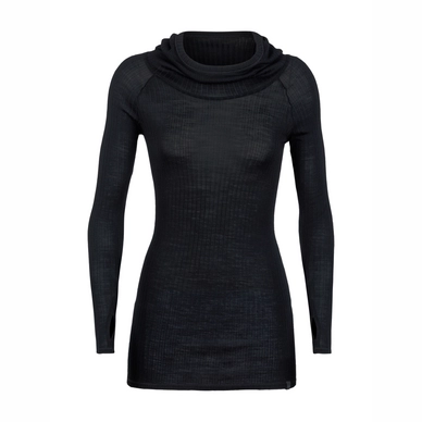 Longsleeve Icebreaker Womens Luxe Rib Pullover Hoody Black