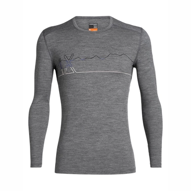 T-shirt à Manches Longues Icebreaker Men 200 Oasis LS Crewe Single Line Ski Gritstone