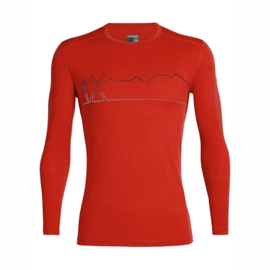 T-shirt à Manches Longues Icebreaker Men 200 Oasis LS Crewe Single Line Ski Chili Red