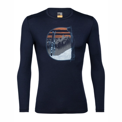 Longsleeve Icebreaker Men 200 Oasis LS Crewe Mt Blanc Rise Midnight Navy
