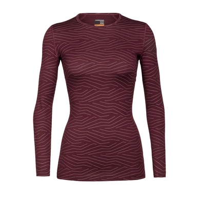 Longsleeve Icebreaker Women 200 Oasis LS Crewe Napasoq Lines Redwood