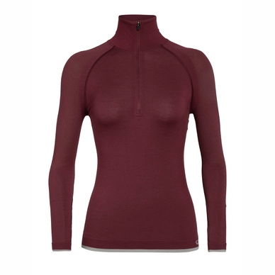 Longsleeve Icebreaker Women 200 Zone Seamless LS Half Zip Redwood