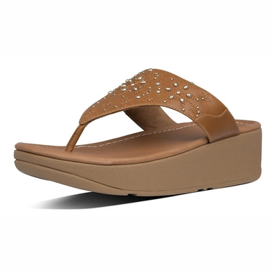 Zehentrenner FitFlop Myla Floral Stud Toe Thongs Light Tan