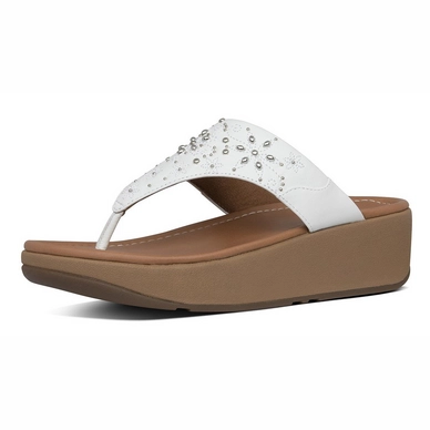 FitFlop Myla Floral Stud Toe Thongs Urban White