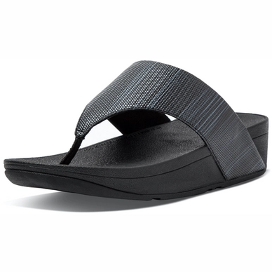 Tongs FitFlop Women Olive Textured Glitz Toe-Post Sandals All Black