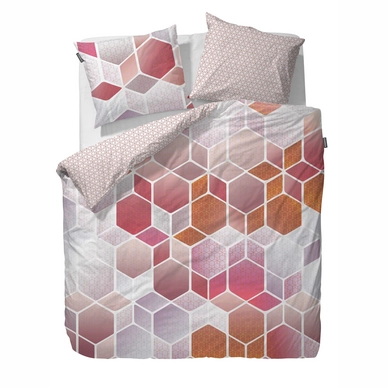 Taies d'oreiller Essenza Hexagon Red Satin de Coton (65 x 65 cm)