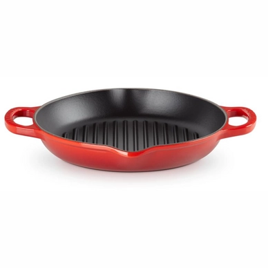 Grille Barbecue Le Creuset Ronde - 31,8 Cm - Vernis Cerise - Pour Cuisinière, Induction, Barbecue - Poignées Larges