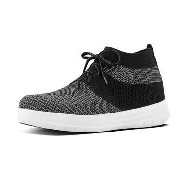 FitFlop Uberknit Slip On High Top Men Black/Charcoal Mix