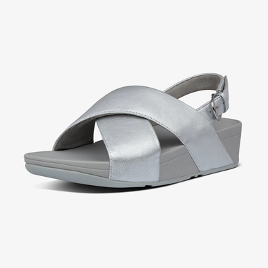 FitFlop Lulu™ Cross Back Strap Sandals Leather Silver Damen