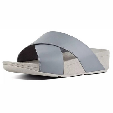 FitFlop Women Lulu Cross Slide Sandals Leather Dove Blue