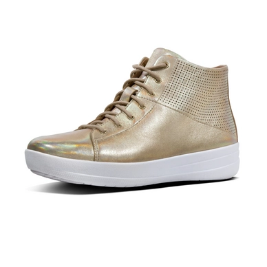 FitFlop F-Sporty Sneakerboot Perforated Leather Gold Iridescent