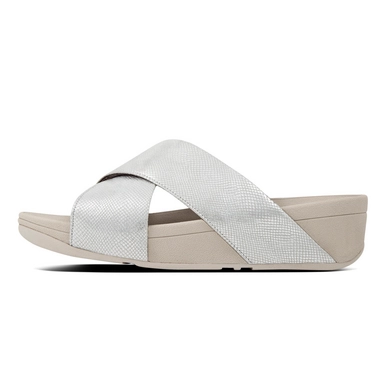 Slipper FitFlop Lulu™ Cross Slide Shimmer Print Silver Shimmer-Print