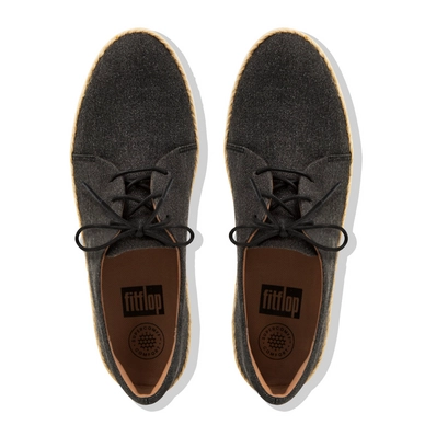 Veterschoen FitFlop Superderby™ Lace Up Shoes Shimmer Denim Black Shimmer-Denim