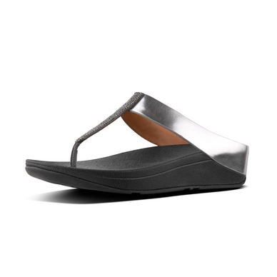 Flip Flops FitFlop Fino™ Crystal Toe Thong Pewter