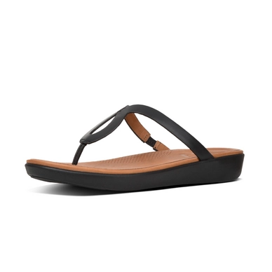 FitFlop Strata Toe Thong Leather Black