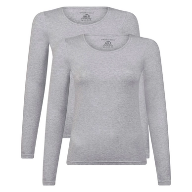 T-Shirt Bamboo Basics Women Lara Light Grey Melange (2-Delig)