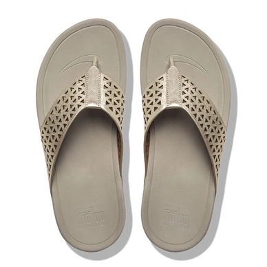 Slipper FitFlop Leather Latice Surfa™ Pale Gold