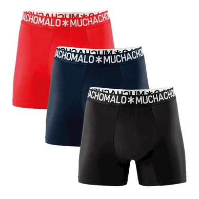 Boxershort Muchachomalo Men Solid Black Red (3-Delig)