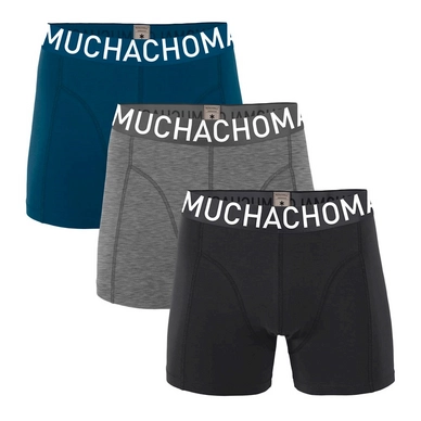 Boxershort Muchachomalo Men Solid Black Grey Melange Blue (3-Delig)