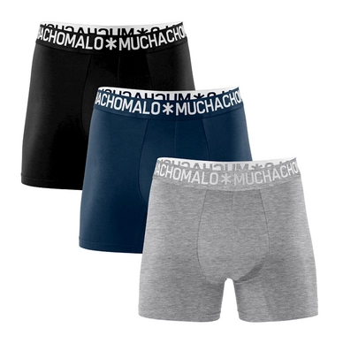 Boxershort Muchachomalo Men Light Cotton Solid Black Navy Grey (3-Delig)