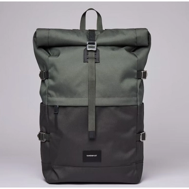 Rugzak Sandqvist Bernt Multi Green With Black Leather