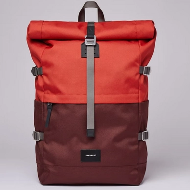 Rugzak Sandqvist Bernt Multi Moss Red With Black Leather