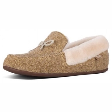 FitFlop Clara Glimmerwool Moccasin Gold