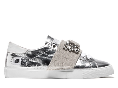 D.A.T.E. Newman Silver Strap Stones Linen Sneaker