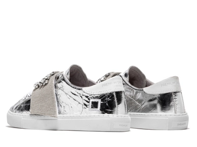 D.A.T.E. Newman Silver Strap Stones Linen Sneaker
