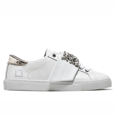 D.A.T.E. Newman White Strap Stones Linen Sneaker
