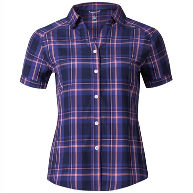 Bluse Odlo Anmore Fleur De Lotus Spectrum Blue White Check Damen