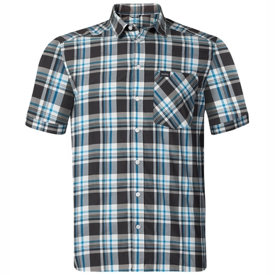 Hemd Odlo Anmore Graphite Grey White Blue Jewel Check Herren