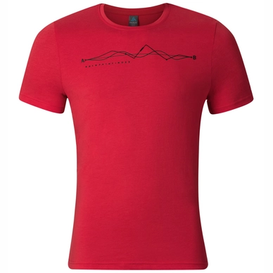 T-shirt Odlo Mens Crew Neck Signo Chinese Red Placed Print