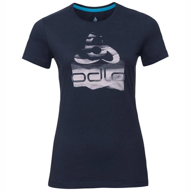 T-Shirt Odlo Women BL Top Crew Neck SS Kumano Logo Diving Navy Placed Print