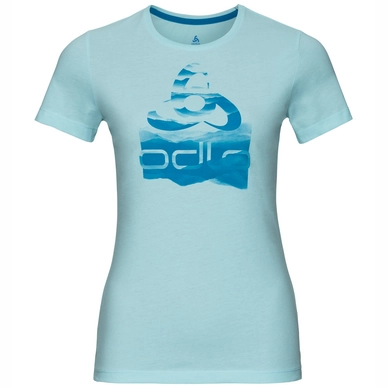 T-Shirt Odlo Women BL Top Crew Neck SS Kumano Logo Iced Aqua Placed Print