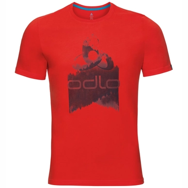 T-Shirt Odlo BL Top Crew Neck SS Nikko Logo Fiery Red Placed Print Herren