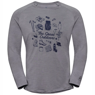 Longsleeve Odlo Top Crew Neck L/S Concord Grey Melange Great Outdoors Print SS19 Herren