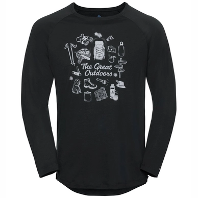 Longsleeve Odlo Top Crew Neck L/S Concord Black Great Outdoors Print SS19 Herren