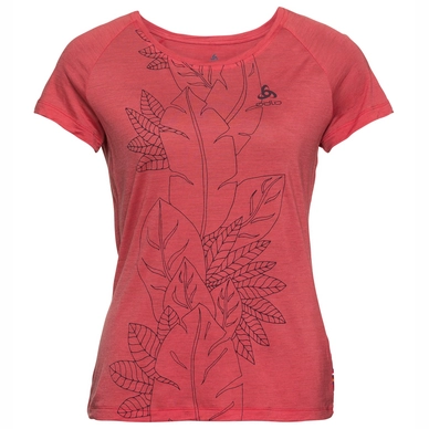 T-Shirt Odlo Top Crew Neck S/S Concord Chrysanthemum Flower Leaf Print SS19 Damen