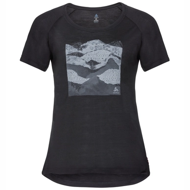 T-Shirt Odlo Top Crew Neck S/S Concord Schwarz Collage Print SS19 Damen