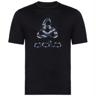 T-Shirt Odlo Top Crew Neck S/S Alliance Black Placed Print FW18 Herren